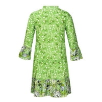Floleo ženska haljina za čišćenje pada ljetna modna boemska boja V-izrez labav rukava s dugim rukavima,