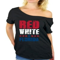 Neverski stilovi crveni bijeli i florida s ramena majica Florida Baggy majirt Ženska četvrta jula Flowy