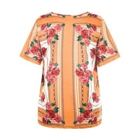 Crewneck majice kratkih rukava Fancy Floral Boho bluza za žene Rose Graphic Tops Fashion Tunic Vintage
