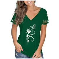 Programska bluza Žene s kratkim rukavima Ljeto Ležerne prilike za ispisane bagere Udobni V-izrez T majica