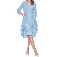 Roliyen Haljine za žene rukav V-izrez Fashion Dvije šarmantne čvrste boje haljine za čipke mladenke