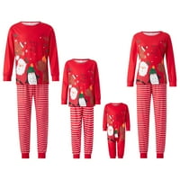 Boightt božićna porodica koja odgovara pidžami Postavljeni crtani tisak pulover dugih rukava + prugasti