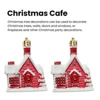 Grofry Božićne drvene kućne privjeske božićne privjeske snijega ugodna kuća u obliku novogodišnjeg elektropiziranog