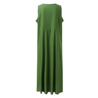 Ljetne haljine za žene Maxi Plus size Jednobojni džepovi okruglih vrata Ljetne haljine
