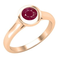 DazzlingRock kolekcija okrugli ruby ​​Solitaire Angažman prsten za žene u 18K ružino zlato, veličine