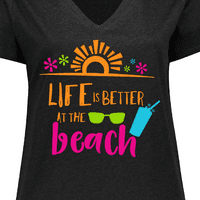 Inktastični život je bolji na plaži, sunčanim naočalima, koktelom Ženska majica plus veličine V-izrez
