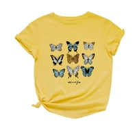 Rutainlusire Womens vrhovi ženskog casual labavog leptirskog tiska na vrhunske majice
