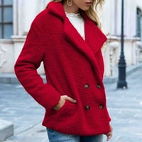 Zimska jakna za žene vintage rever fleece s dugim rukavima Kardigan modni gumb u boji topli kaput gornja