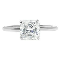 1.0ct Asscher Cut White Sapphire 18k bijelo zlato Angažova za angažman prsten veličine 8.5
