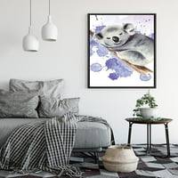 PIXONSINGIGN Framed Canvas Print Wall Art Vodena boja Splash Koala Životinje Ilustracije na divljini
