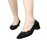 RotoSW Womenske pumpe Mid Heel Pete Poizanje cipela za cipele na ženu Ženske žene Udobnost na crnom