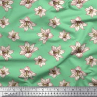 Soimoi zeleni pamučni drebovi tkanini ljiljani cvjetni ispisani tkaninski dvorište širom