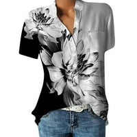 SKSLOEEG ženske bluze s kratkim rukavima na majicama za žene za žene Ljetni vintage cvjetni ispis bluze