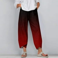 Ženska ljetna modna štampa lagana džepa casual pantalone hlače vino xxxl