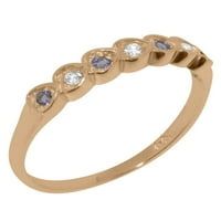 Britanska napravljena 18k ruža zlatna prirodna dijamant i tanzanit ženski prsten za vječnost - Opcije