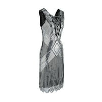 Ženska haljina V-izrez kratki rukav Vintage Tassels Haljina od Flapper-a midi Dužina Vestidos