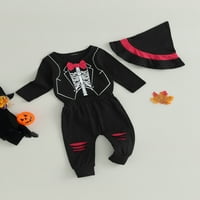 Peyakidsaa Halloween Baby Boy Gentleman Outfits Skeletna košulja Rompers + Long Hlače + čarobnjački