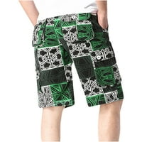Homodles muške pamučne ležerne kratke hlače - trendy casual tiskane prugaste kratke hlače zelene veličine