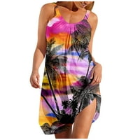 MLQIDK Ljetne haljine za žene Tropske printske haljine plaže plus Pogorki kupaći kostim