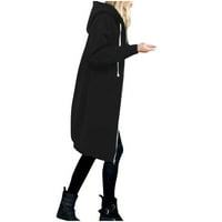 Advoicd Women dugačka jakna Oplata sa patentnim zatvaračem Otvoreno dugačak duks jakna topla kaput vrhova