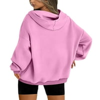 Colisha ženske kapuljače kapuljače od pune boje Fleece dukserira Ležerne prilike dugih rukava Pink XL