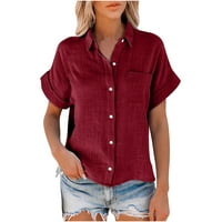 ERYAO Women 's tipke za posteljinu plus majica za žene za žene obična radna bluza okupljala V izrez
