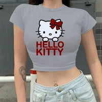 Vintage Hello Kitty Graphic majica Žene Y2K Crop Top Thirt Streetwear Kratki rukav Majica Crtani Crtani