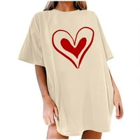 Valentinovo košulje za žene Trendy Love Heart Print CrewNeck kratki rukav Ležerne prilike Ležerne prilike