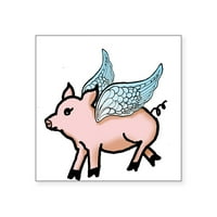Cafeprespress - Leteća svinjska naljepnica - Square naljepnica 3 3