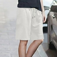USMixi ljetne kratke hlače za žene casual solid crnkala elastična struka labave ravne noge pola hlače