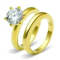 Alamode TK097G- Ženski prsten od nehrđajućeg čelika od nehrđajućeg čelika sa AAA CR-om CZ-a jasno -