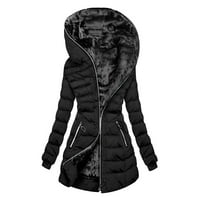DRPGunly zimski kaputi za žene, modne kapuljače dame tople duge podstavljene tanke jakne dugih kaputa