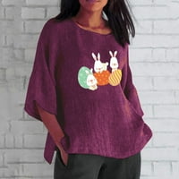 Ženske uskršnje košulje Rabbit Uskršnja jaja Grafički kratki rukav smiješni majica Crew Neck modna bluza