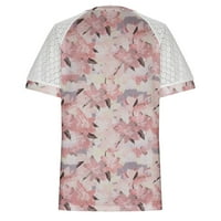 Majice za žene Slatki vrhovi za žene Grafički casual crewneck kratki rukav V izrez Tunika čipka Ljeto