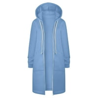 Ženske duge dukseve Tuničke zimske jakne casual majica za crtanje zip up houde nebeski plavi xxxl