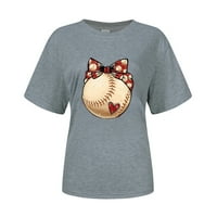 B91XZ Žene Ljetne vrhove Žensko bejzbol Srce Majica slatka grafička ženska bejzbol srca Tornica odjeća