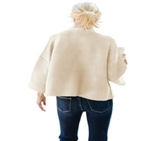 PUDCOCO žene pletene džemper dugih rukava posada vrata čvrstog labavog pada pulover vrhova ulična odjeća