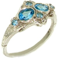 Sterling srebrni prirodni plavi prsten TOPAZ Ženski rub - Veličina 5.25