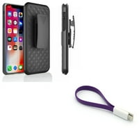 Case Clen Clip W kratki USB kabl za iPhone XR - okretni poklopac Holstera Kickstand oklop, punjač kabel