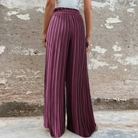 ECHFIPROM Ženske hlače Elastična struka Čvrsta vučlica Purple High Squist Ležerne duge hlače Dukseri