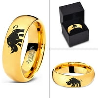 Tungsten glomazni nosoropirološki prsten za prsten za muškarce Žene Udobne cipele 18K žute zlatne kupole