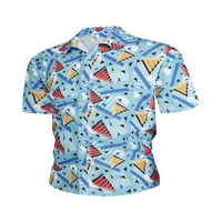 Capreze muški vrhovi lišće za ispis majica majica kratkih rukava Havajska bluza gumb down tee plava