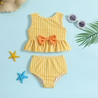 Dječja kupaći kostim Djevojka Dvije prugasto ispisano Bowknot Yellow Beach kupaći odijelo, veličine