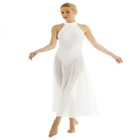 Renvena Lyrical Women za odrasle mock vrat visokih plesnih haljina balet Leotard Flowy Split suknja