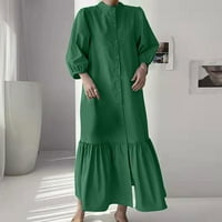 Ljetne haljine za žene dugih rukava od punog rukava Okrugli vrat Maxi Loose Fit Y2K Trendy Elegant Party