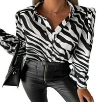 Justvh Ženske košulje s gumb-dolje Zebra Ispis Ležerna Elegantna bluza