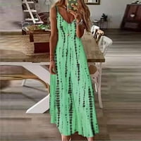 Haljina za žene, ljetne ženske bez rukava s rukavima V-izrez Maxi haljine casual duga haljina zelena