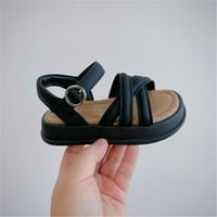 Dječje djevojke cipele od pune boje ravne otvorene nožne sandale ljeto rimsko debelo dno ljepljive čipke
