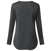 PXiakgy bluze za žene vrhovi vitkih rukava okrugla ženska boja dugi vrat majica s dugim vratom, čvrsti