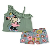 Disney Minnie Mouse Girls 'dvodijelne hlače za rumenilo se postavilo odjeću - zeleni multi